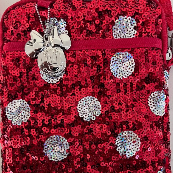 Disney Handbags - BOGO 50% Disney Park’s Minnie Mouse Crossbody or shoulder Red Sequence Purse